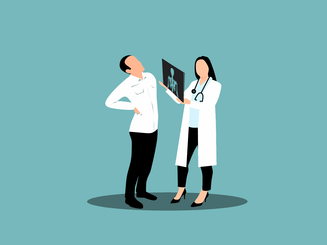 doctor examining back pain xray